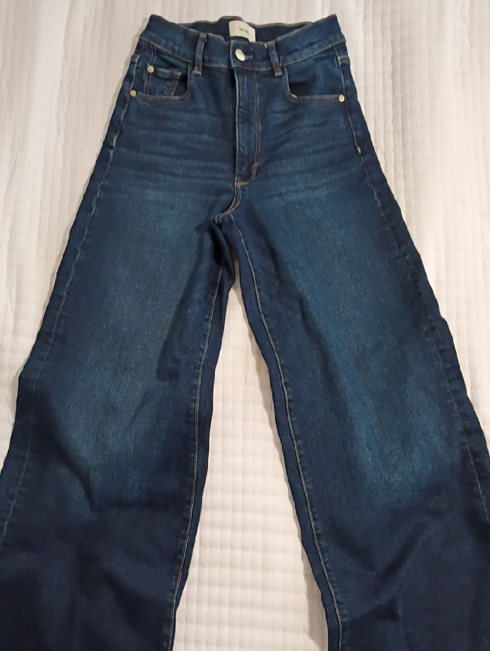 DL1961 Indigo Blue High-Rise Jeans with Gold Button